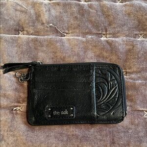 The Sak Black Textured Leather Wristlet